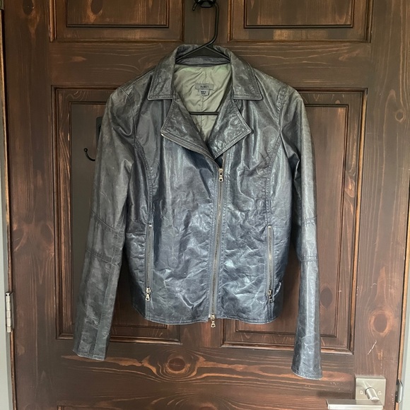 m0851 Jackets & Blazers - NWOT M0851 Women’s Blue Grey Leather Jacket